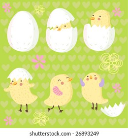 Happy newborn chicken concept in vector. Isolated - using layers.