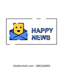 Happy news letter flat outline illustration. Easy to edit with vector file. Can use for icon, logo, or simple illustration. Especially about electronic mail.