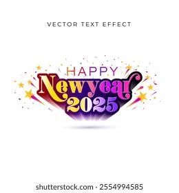 Happy Newyear 2025. Colorful 3d logo and celebration concept.