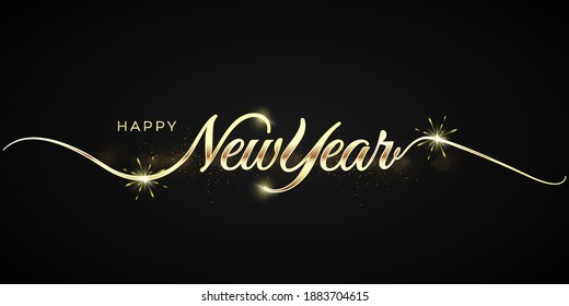 Happy newyear letters banner, vector art and illustration. can use for, landing page, template, ui, web, mobile app, poster, banner, flyer, background - Shutterstock ID 1883704615