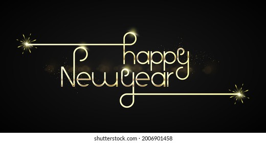 Happy newyear letters banner, vector art and illustration. can use for, landing page, template, ui, web, mobile app, poster, banner, flyer, background