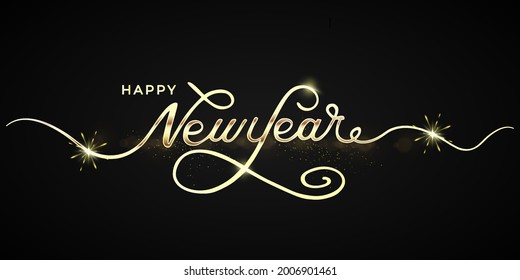 Happy newyear letters banner, vector art and illustration. can use for, landing page, template, ui, web, mobile app, poster, banner, flyer, background