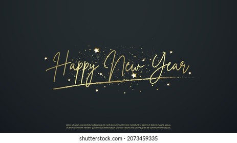 Happy newyear letters banner, vector art and illustration. can use for, landing page, template, banner, flyer, on black background
