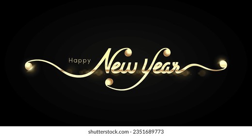 Happy newyear letters banner, vector art and illustration. can use for, landing page, template, ui, web, mobile app, poster, banner, flyer, background