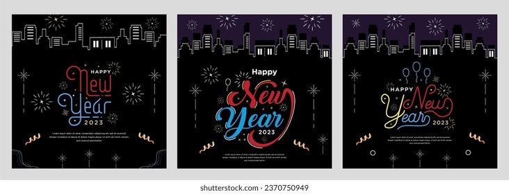 Happy newyear letters banner  vector art and illustration