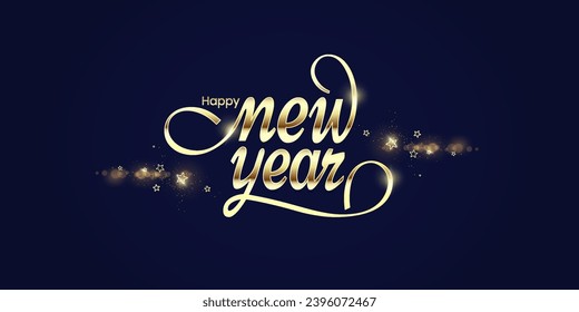 Happy newyear letters banner, vector art and illustration. can use for, landing page, template, ui, web, mobile app, poster, banner, flyer, background