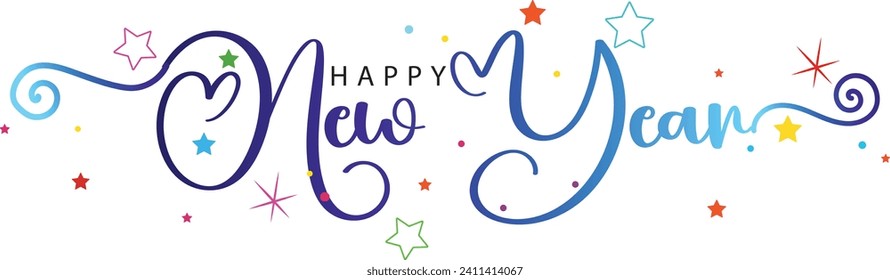 Happy newyear letters banner, vector art and illustration. can use for, landing page, template, ui, web, mobile app, poster, banner,background