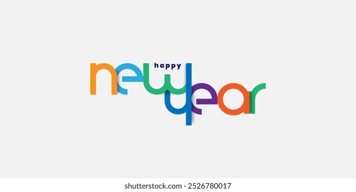 Feliz ano novo cartas banner, arte vetorial e ilustração. Projeto de tipografia feliz ano novo pode usar para, landing page, modelo, ui, web, aplicativo móvel, cartaz, banner, folheto, fundo