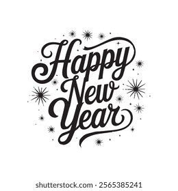 Happy newyear letters banner, vector art and illustration. can use for, landing page, template, ui, web, mobile app, poster, banner, flyer, background