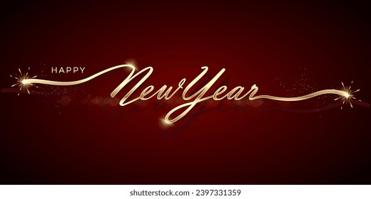 Happy newyear letters luxury banner, vector illustration. Can use for, landing page, template, ui, web, poster, banner, flyer, background