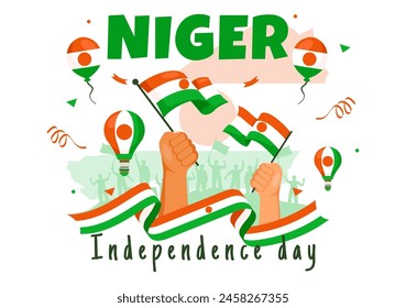 Happy Niger Independence Day Vector Illustration on 3 August with Waving Flag and Country Public Holiday in Flat Cartoon Background Design