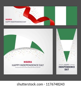 Happy Nigeria independence day Banner and Background Set