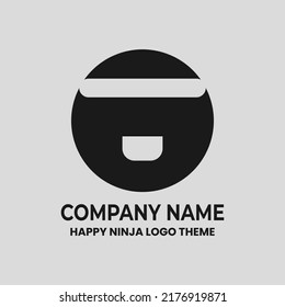 Happy Ninja Simple Logo Branding Company con un fuerte estilo de movimiento rápido. Logotipo de icono monocromo con color negro y diseño limpio. Identidad de marca mínima de contacto personal del cliente