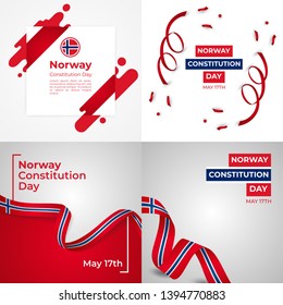 Happy Norway Constitution Day Vector Template Design Illustration Set