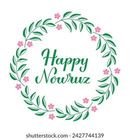 Happy Nowruz calligraphy hand lettering. Iranian or Persian new year round sign. Spring holiday vector illustration. Vector template for greeting card, banner, poster, flyer, etc