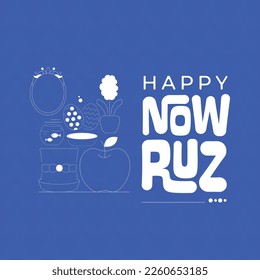 Happy nowruz day with english calligraphy art style. Happy Persian New Year
