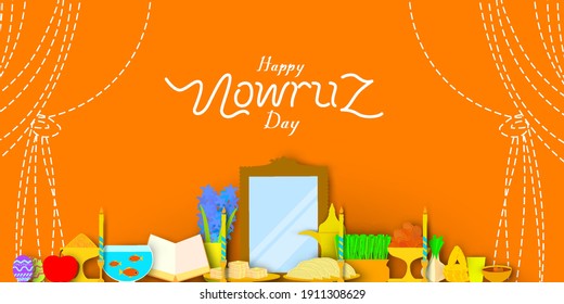 Happy nowruz day in paper art style. Translation: Happy Persian New Year (Nowruz)