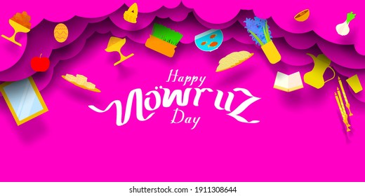 Happy nowruz day in paper art style. Translation: Happy Persian New Year (Nowruz)