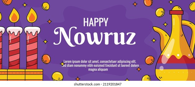 Happy Nowruz Horizontal Banner Vector Illustration Design