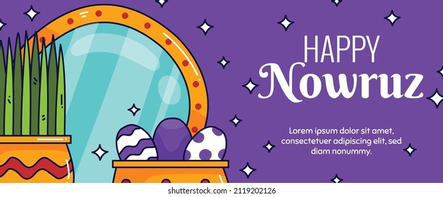 happy nowruz horizontal banner vector illustration design