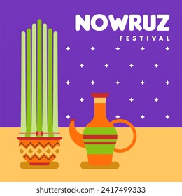 Happy nowruz instagram posts collection. Happy nowruz festival background illustration