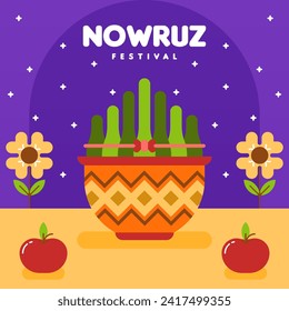 Happy nowruz instagram posts collection. Happy nowruz festival background illustration