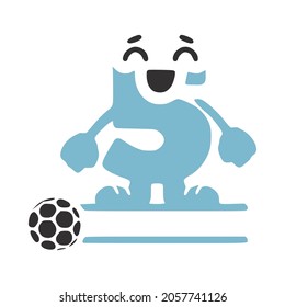 Happy Number 5 character football player personalized monogram, vector logo, emblems or initial design.