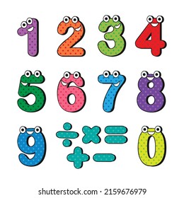 Happy numbers cartoon characters. Vector illustration