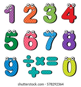 Happy Numbers Cartoon Characters Vector Illustration Stock Vector ...