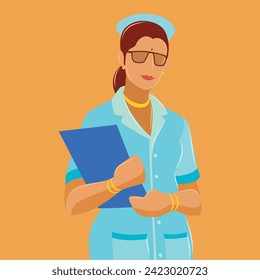 Happy nurse Illustration. abstract vector illustration design,