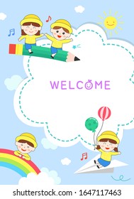 Happy nursery design background illustration

