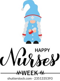 Happy nurses week. Nurse gnome t-shirt design