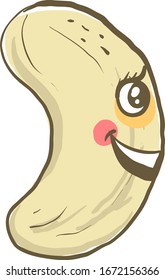 Happy nut, illustration, vector on white background.