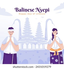 Happy Nyepi Balinese silent day greeting post design