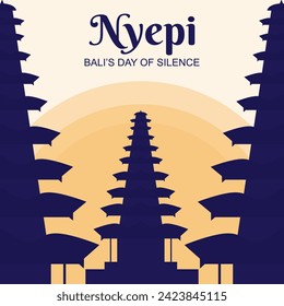 Happy Nyepi Day. Bali's Day of Silence and Hindu New Year Vector Illustration, Nyepi Day and Hari Raya Saka, Hindu Ceremony