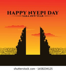 Happy Nyepi Day design Vector. background design
