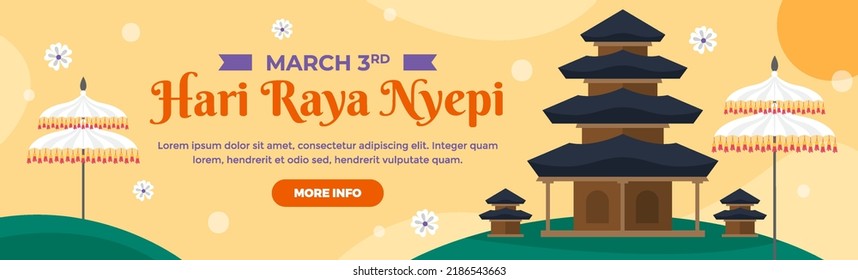 happy nyepi day horizontal banner vector illustration design