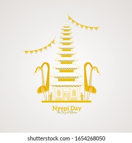 Happy Nyepi day, Illustration for greeting post of the day of silence