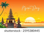 happy nyepi day, day of silence background. vector eps 10