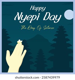 Happy Nyepi day or the day of silence for Hindu ceremonies illustration in Bali, Bali Silence Day of Hindu Religion Ceremony, happy nyepi day social media post