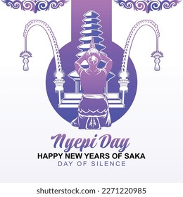 Happy Nyepi Day, Vector Illustration. Suitable for greeting card, poster and banner