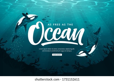 happy oceans day illustration background