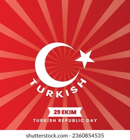 Happy October 29th Ekim Turkish Republic Day Vector Illustration