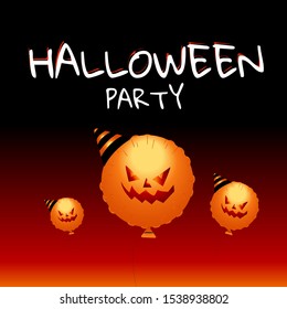 happy october halloween party cover thumbnail pumpkin balloon.