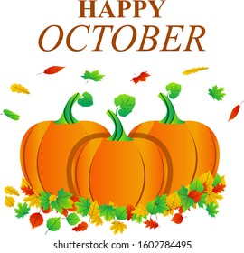 Happy October Vector Art Design Stock Vector (Royalty Free) 1602784495 ...