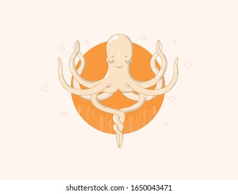 happy octopus vector flat illustration