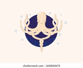 happy octopus vector flat illustration