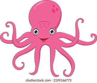 Happy Octopus Vector Illustration Graphic