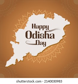 Feliz Día de Orissa, Utkal Divas, la tipografía hindi traduce: Feliz Día de Orissa en la celebración del estado indio