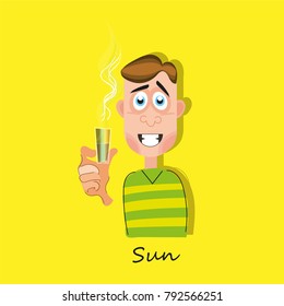 Happy office worker on sunday. Vector Illustration